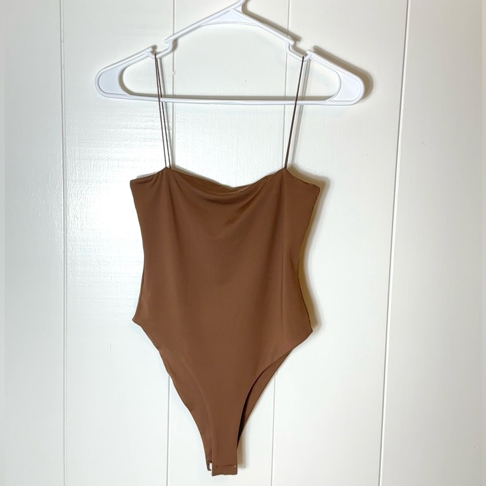 SHEIN Brown Spaghetti Strap Bodysuit